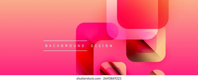 Abstract gradient background. Overlapping shapes create dynamic visual effect. Pink, orange hues dominate composition. Text reads background design.