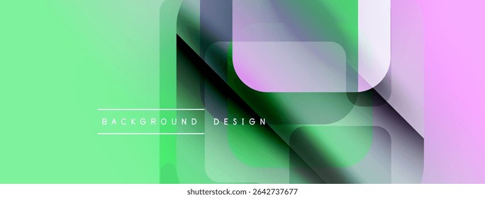 Abstract gradient background. Overlapping squares create dynamic visual effect. Light green transitions to soft pink hues. Minimalist design.