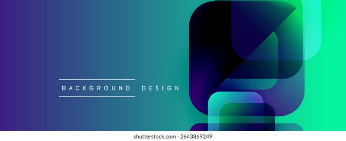 Abstract gradient background. Overlapping squares create dynamic visual effect. Blue transitions to vibrant green. Modern design element.