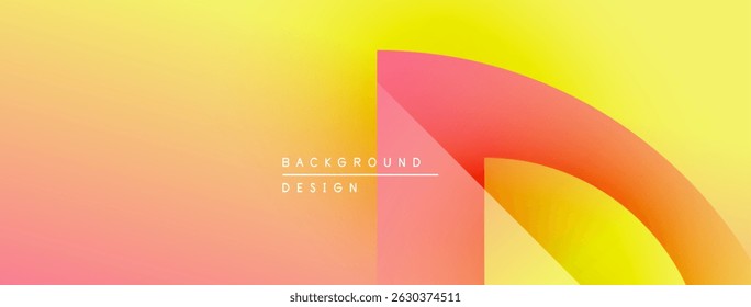 Abstract gradient background. Pink, yellow hues blend smoothly. Minimalist design features curved shapes, text reads background design. Modern aesthetic.