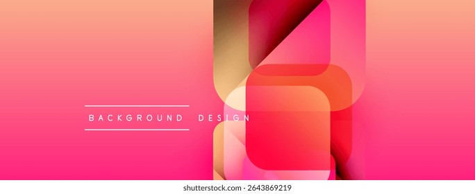 Abstract gradient background. Pink, yellow hues blend smoothly. Overlapping rounded squares create depth, modern aesthetic. Text reads background design.