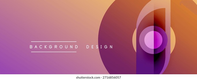 Abstract gradient background. Purple, orange hues blend smoothly. Circular shapes overlap creating dynamic visual effect. Modern design element.