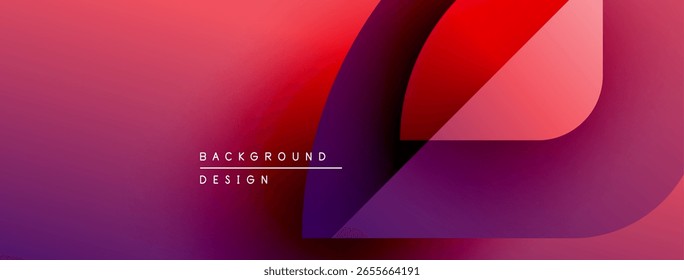 Abstract gradient background. Purple, red hues blend smoothly. Minimalist design features text elements, geometric shapes. Modern aesthetic.