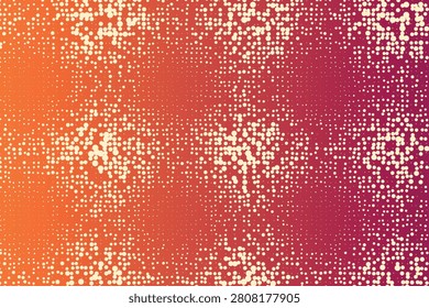 Abstract gradient background, with scattered white, dot clusters on, warm red-orange hues dots