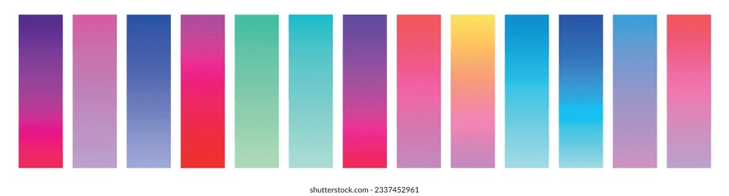 Abstract gradient background set. Soft color palette of blue, pink, purple and green. Vector illustration with yellow and sunset tones.