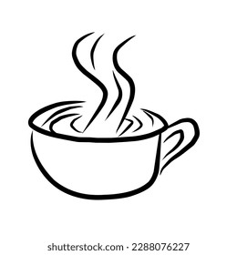 abstract gradient background with simple illustration of hot cup of coffee image great for poster, banner, flyer, web, mobile wallpaper and more