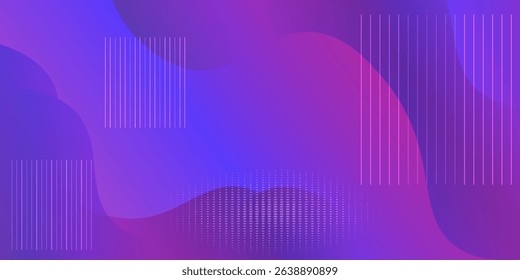 Abstract gradient background with smooth flowing shapes in purple, pink, and blue tones, with modern geometric line and dot elements.