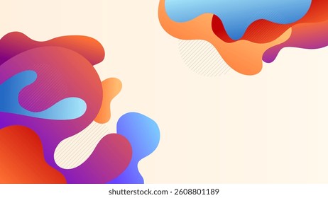 ABSTRACT GRADIENT BACKGROUND SMOOTH LIQUID COLORFUL BLURRED WITH HAND DRAWN ORGANIC SHAPES DESIGN VECTOR TEMPLATE GOOD FOR MODERN WEBSITE, WALLPAPER, COVER DESIGN 