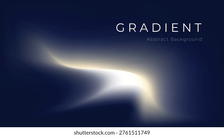 Abstract gradient background with smooth wave light effect, glowing white gradients on dark blue. Modern minimal design, ideal for corporate and creative use. Fully editable vector illustration