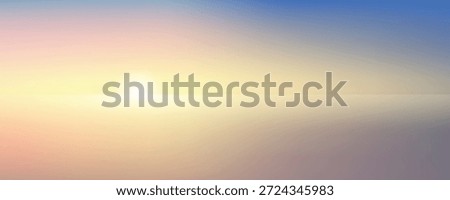 Abstract gradient background with soft pastel yellow, blue, and pink colors, featuring a bright glowing sun on a subtle horizon line, ideal for serene digital designs and web elements