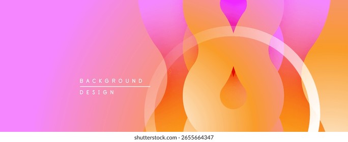 Fundo de gradiente abstrato. As tonalidades rosa suave e laranja se misturam perfeitamente. Formas circulares se sobrepõem criando um efeito visual dinâmico. Elemento de design moderno.