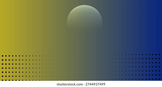 Abstract Gradient Background With Soft Sphere and Halftone Dot Pattern in Blue and Yellow