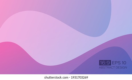 Abstract gradient background with soft waves. 16:9 screen format. Colorful vector illustration, perfect for web applications, brochures, design templates and business presentations. Purple background.