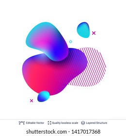 Abstract gradient background template. Organic flowing liquid shapes isolated on white. Modern vector design elements.