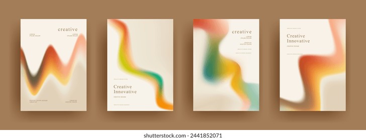 abstract gradient background template vector. Minimalist style posters cover with pastel colorful geometric shapes. Modern wallpaper design for social media, brochure, flyer, banner