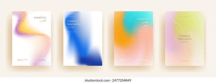 abstract gradient background template vector. Minimalist style posters cover with pastel colorful geometric shapes. Modern wallpaper design for social media, brochure, flyer, banner