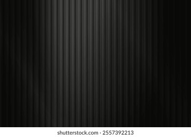 Abstract gradient background with trendy ribbed glass effect. Black acrylic reeded fluted panel. Vector illustration