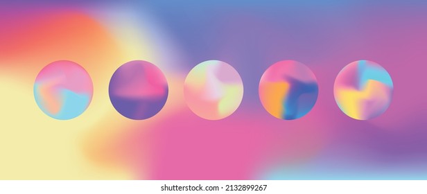 Abstract gradient background vector. Colorful wallpaper in modern style with different circle shapes and dynamical color. Fluid gradient elements perfect for presentation, business, media, banner.