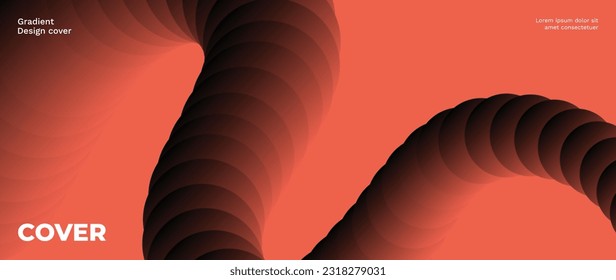 Abstract gradient background vector. Modern digital wallpaper with vibrant color, geometric shapes, 3d worm line. Futuristic landing page illustration for branding, commercial, advertising, web.