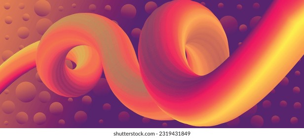 Abstract gradient background vector. Modern digital wallpaper with vibrant color, 3d geometric shapes, tube, circle. Futuristic landing page illustration for branding, commercial, advertising, web.
