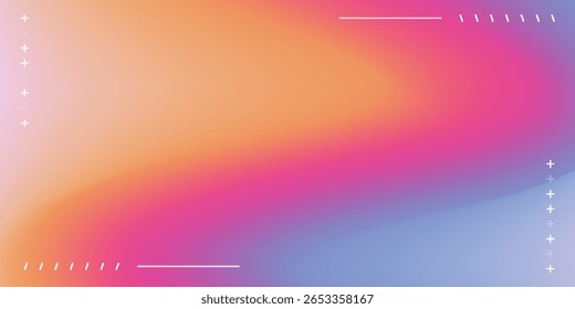 Abstract gradient background vector. Modern digital wallpaper with vibrant color, 3d geometric shapes, circle, rayers.