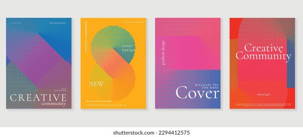 Abstract gradient background vector set. Minimalist style cover template with vibrant color, dot pattern, halftone collection. Ideal design for social media, poster, cover, banner, flyer, wall art.