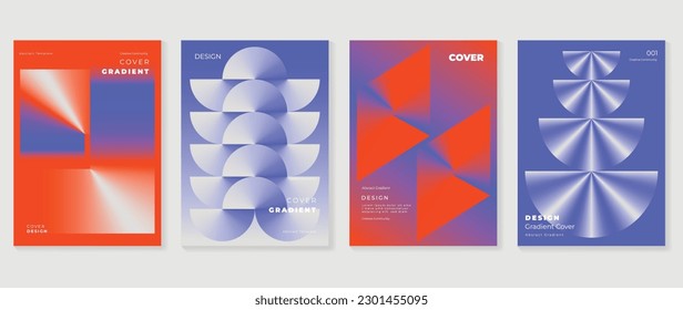 Abstract gradient background vector set. Minimalist style cover template with vibrant perspective 3d geometric prism shapes collection. Ideal design for social media, poster, cover, banner, flyer.