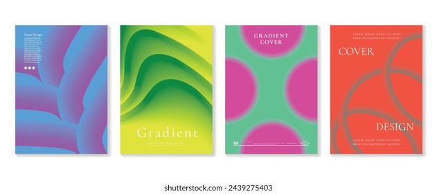 Abstract gradient background vector set. Minimalist style cover template with vibrant perspective 3d geometric prism shapes collection. Ideal design for social media, poster, cover, banner, flyer.