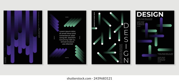 Abstract gradient background vector set. Minimalist style cover template with 3d geometric prism shapes collection. Ideal design for social media, poster, cover, banner, flyer.