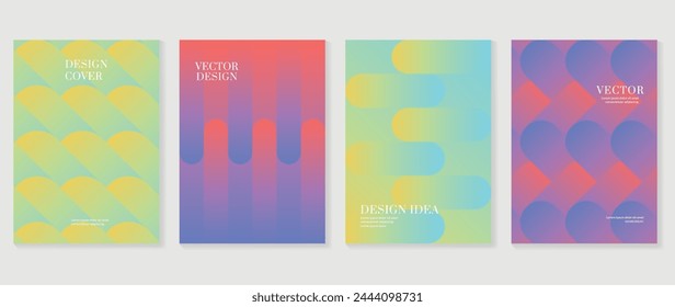 Conjunto de vectores de fondo de degradado abstracto. Plantilla de cubierta de estilo minimalista con perspectiva vibrante colección de formas de prisma geométrico 3d. Diseño ideal para redes sociales, póster, portada, banner, flyer.