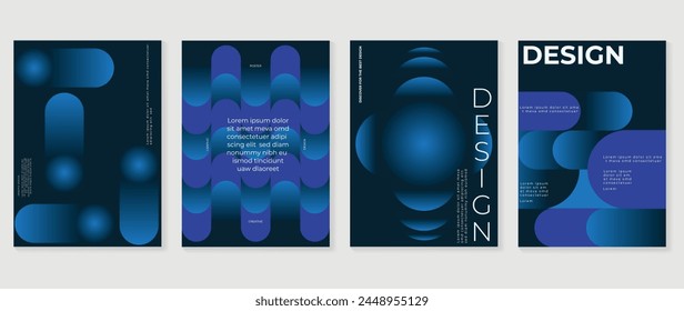 Abstract gradient background vector set. Minimalist style cover template with vibrant perspective 3d geometric prism shapes collection. Ideal design for social media, poster, cover, banner, flyer.