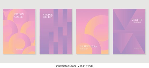 Abstract gradient background vector set. Minimalist style cover template with vibrant perspective 3d geometric prism shapes collection. Ideal design for social media, poster, cover, banner, flyer.