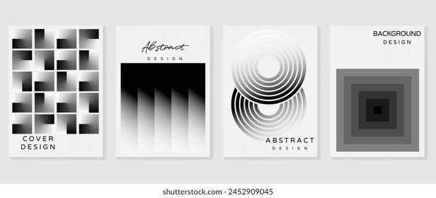 Conjunto de Vectores de fondo de degradado Abstractas. Plantilla de cubierta de estilo minimalista con colección de Formas de prisma geométrico 3d en perspectiva monocromática. Diseño ideal para redes sociales, póster, portada, Anuncio, volante.