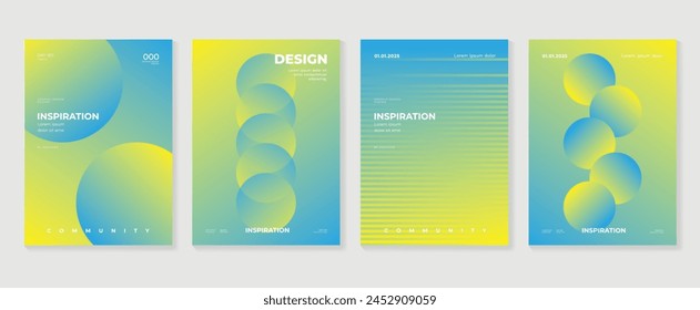 Abstract gradient background vector set. Minimalist style cover template with vibrant perspective 3d geometric prism shapes collection. Ideal design for social media, poster, cover, banner, flyer.