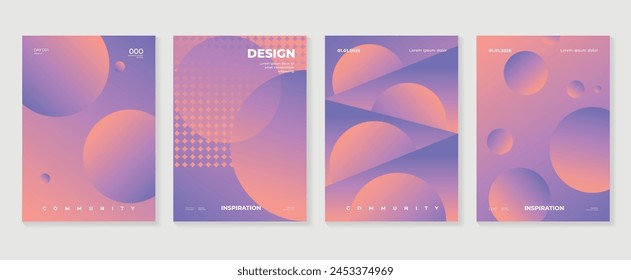 Conjunto de Vectores de fondo de degradado Abstractas. Plantilla de cubierta de estilo minimalista con colección de Formas de prisma geométrico 3d de perspectiva vibrante. Diseño ideal para redes sociales, póster, portada, Anuncio, volante.