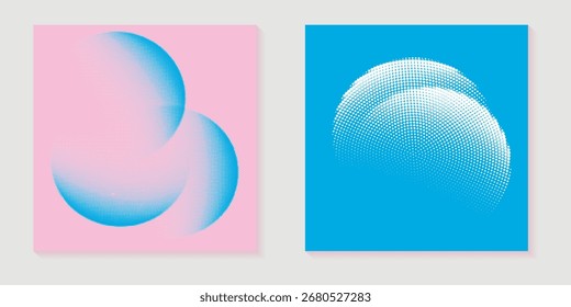 Abstract gradient background vector set. Minimalist style cover template with vibrant color, dot pattern, halftone collection. Ideal design for social media, poster, cover, banner, flyer, wall art.