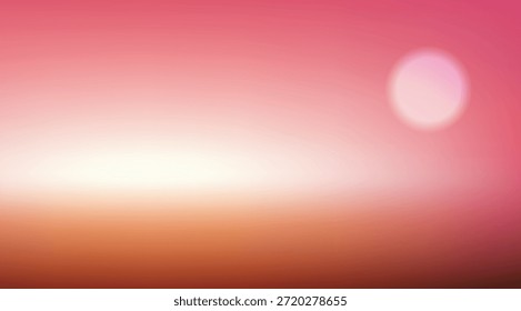Fondo degradado Abstractas con colores rosa vibrantes y naranja cálido, con una luz circular suave y borrosa y un horizonte luminoso, ideal para diseños digitales modernos