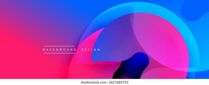Abstract gradient background. Vivid pink, blue hues blend smoothly. Overlapping shapes create dynamic visual effect. Modern design element.
