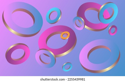 Abstract gradient background with volumetric rings. In shades of pink and blue
