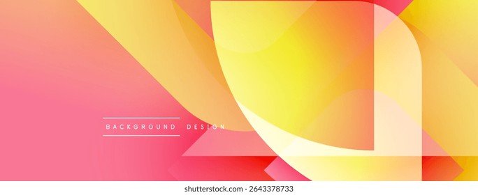 Abstract gradient background. Warm colors blend, creating dynamic visual effect. Soft shapes overlap, forming modern design.