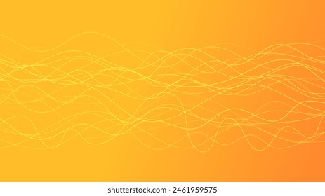Abstract gradient background with wave beams. Abstract yellow gradient background with motion blurred white curves. Header banner. Bright abstract presentation backdrop. Vector illustration