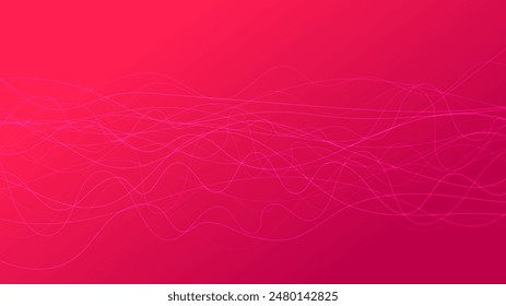 Abstract gradient background with wave beams. Abstract red gradient background with motion blurred white curves. Header banner. Bright abstract presentation backdrop. Vector illustration