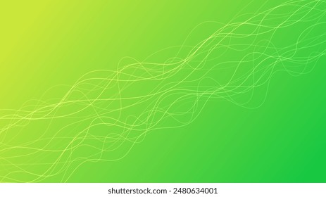 Abstract gradient background with wave beams. Abstract green gradient background with motion blurred white curves. Header banner. Bright abstract presentation backdrop. Vector illustration
