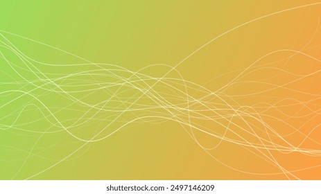 Abstract gradient background with wave beams. Abstract yellow gradient background with motion blurred white curves. Header banner. Bright abstract presentation backdrop. Vector illustration