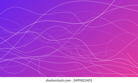 Fondo de gradiente Abstractas con vigas onduladas. Abstractas fondo de gradiente púrpura con curvas blancas borrosas de movimiento. Anuncio de encabezado. Fondo de presentación abstracto brillante. Ilustración vectorial