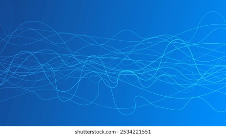 Abstrakter Farbverlauf-Hintergrund mit Wellenstrahlen. Abstrakter blauer Farbverlauf-Hintergrund mit bewegungsunscharfen weißen Kurven. Kopfzeilenbanner. Helle abstrakte Präsentation Hintergrund. Vektorgrafik