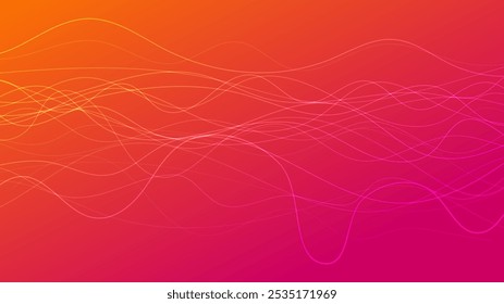 Fondo de gradiente Abstractas con vigas onduladas. Abstractas fondo de gradiente naranja con curvas blancas borrosas de movimiento. Anuncio de encabezado. Fondo de presentación abstracto brillante. Ilustración vectorial