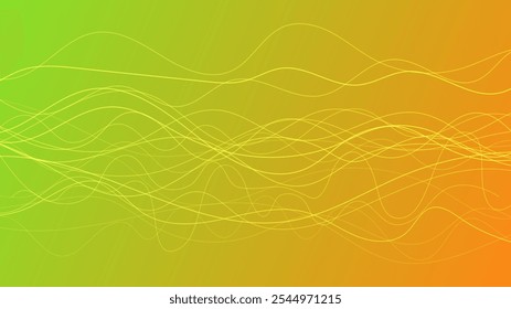 Abstract gradient background with wave beams. Abstract green gradient background with motion blurred white curves. Header banner. Bright abstract presentation backdrop. Vector illustration