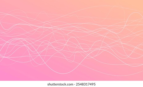 Abstract gradient background with wave beams. Abstract violet gradient background with motion blurred white curves. Header banner. Bright abstract presentation backdrop. Vector illustration