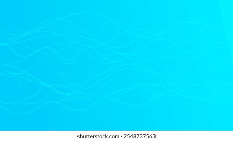 Abstract gradient background with wave beams. Abstract blue gradient background with motion blurred white curves. Header banner. Bright abstract presentation backdrop. Vector illustration